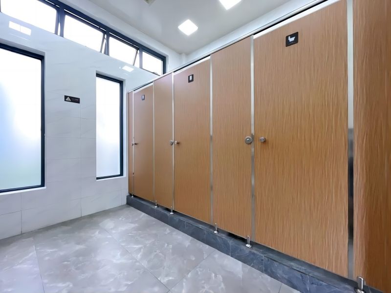 公厕卫生间隔断材质选择：密度板与抗倍特板的对比